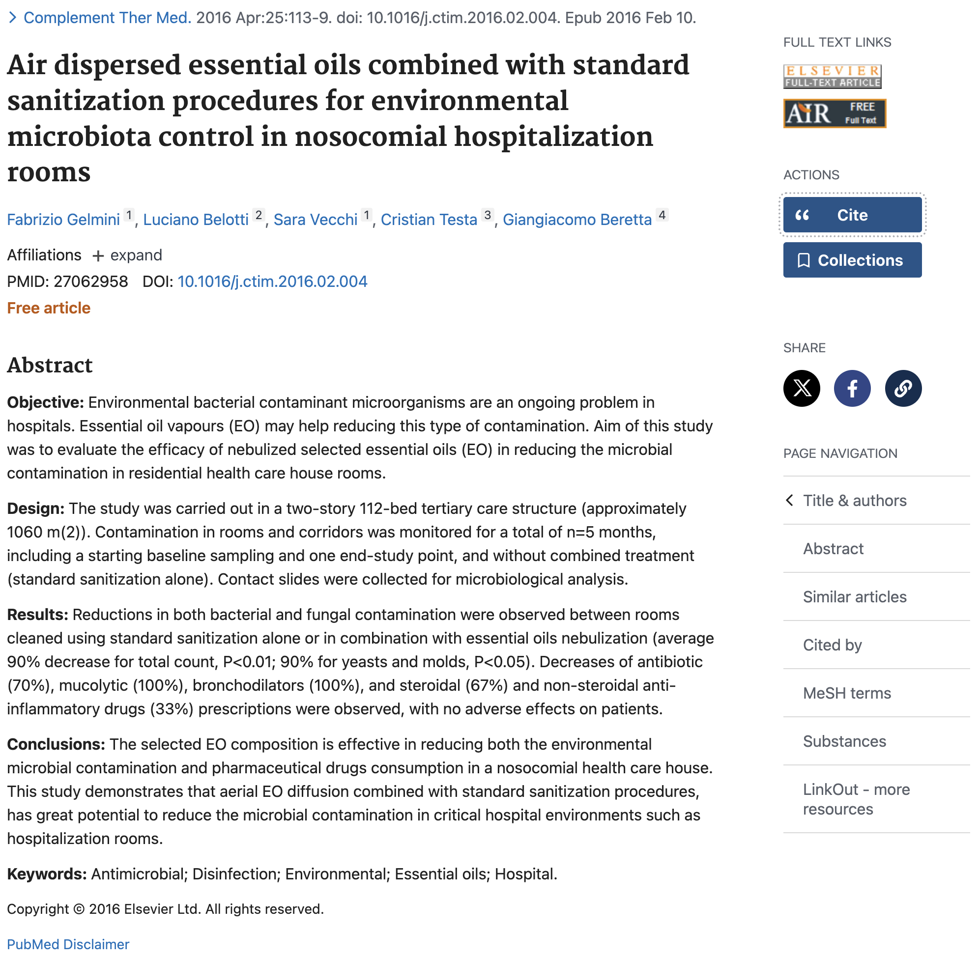 Ospedali? RSA? Sanificazione efficace? Riduzione uso dei Farmaci? RISPOSTA: OLÎ ESSENZIALI.